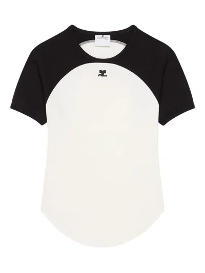 Courrèges Circle Contras T-shirt Woman Black And White In Multi