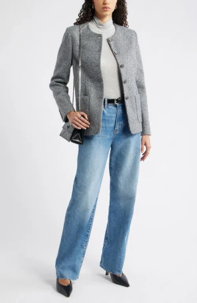 Nordstrom Textured Collarless Jacket In Black