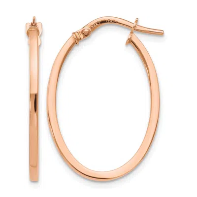 Diamond2deal 10k Rose Gold Polished Oval Hoop Earrings In Brown