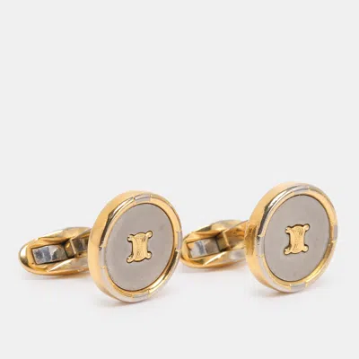 Pre-owned Celine Gold Tone Hardware Triomphe Cufflinks