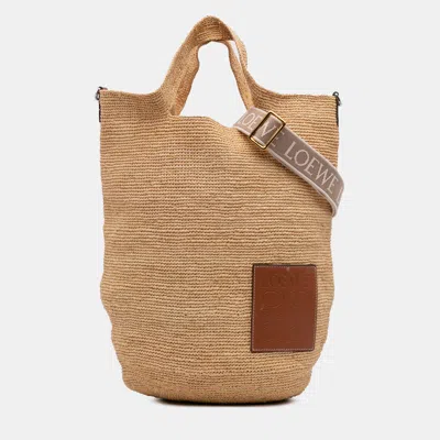 Pre-owned Loewe Beige Mini Raffia Slit Satchel In Sand