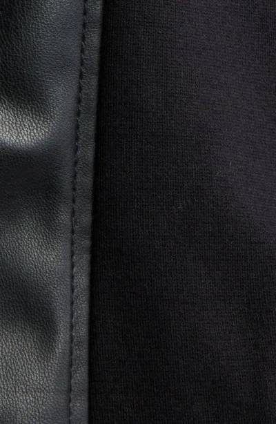 Ak Anne Klein Faux Leather Mixed Media Jacket In Black