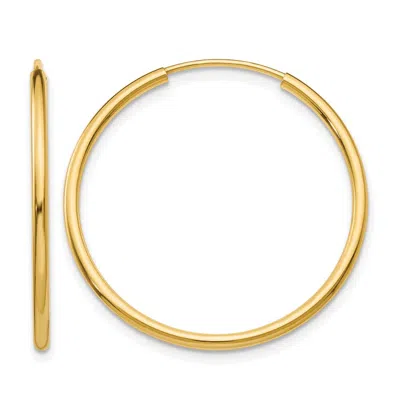 Diamond2deal 14k Yellow Gold 1.20mm Round Hoop Earring 35 Mm In Gold
