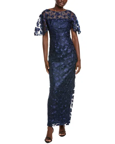 Js Collections Brooke Column Gown In Blue