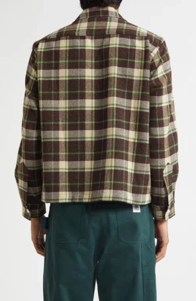 Bode Woodcrest Camp-collar Checked Wool-flannel Overshirt In Brown