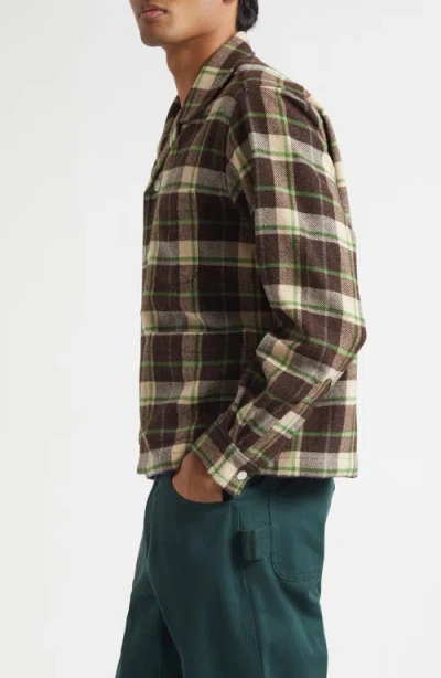 Bode Woodcrest Camp-collar Checked Wool-flannel Overshirt In Brown