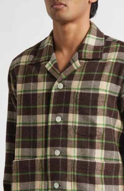 Bode Woodcrest Camp-collar Checked Wool-flannel Overshirt In Brown