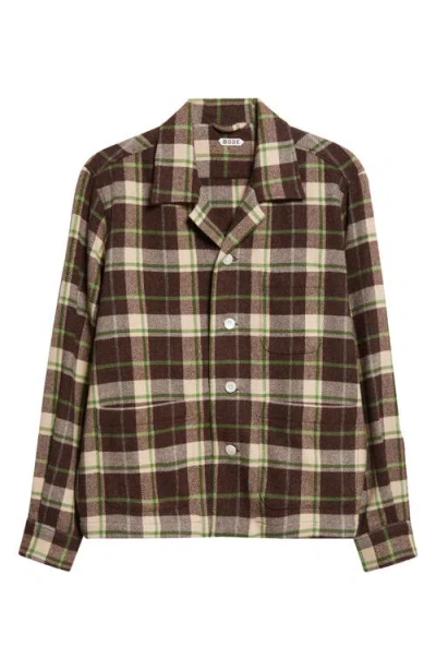 Bode Woodcrest Camp-collar Checked Wool-flannel Overshirt In Brown