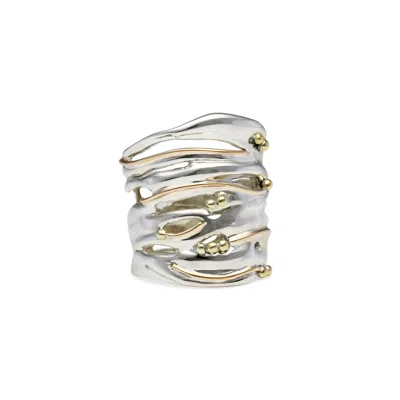 Isla Silver Women's Gold / Silver Large Sterling Silver & Gold Statement Ring In Multi