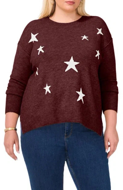 Vince Camuto Plus Size Cozy Crewneck Star-print Dropped-shoulder Sweater In Multi