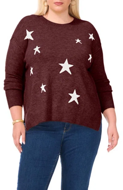 Vince Camuto Plus Size Cozy Crewneck Star-print Dropped-shoulder Sweater In Multi