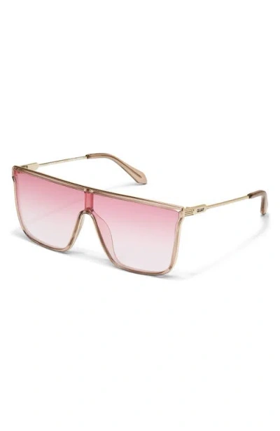Quay Nightfall Adorned 138mm Gradient Shield Sunglasses In Pink