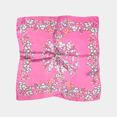 Truedames Flower Printed Square Silky Satin Scarf Shawl In Pink
