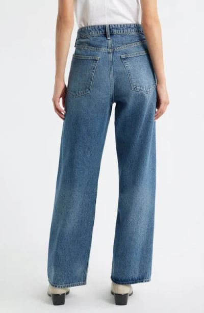 Rag & Bone Logan Mid Rise Wide Leg Jeans In Blue