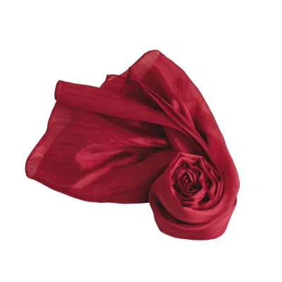 Silk And Bears Women's Crimson Red Hand-dyed Mulberry Silk Scarf – Artisan Made In Vietnam In Red