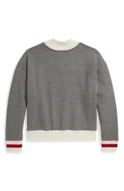 Polo Ralph Lauren Girls 7-16 Flag Mock Neck Sweatshirt In Gray