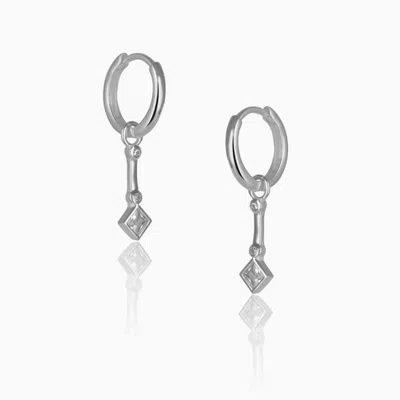Spero London Women's Sterling Silver Rhombus Drop Hoop Earring - Silver In Silver