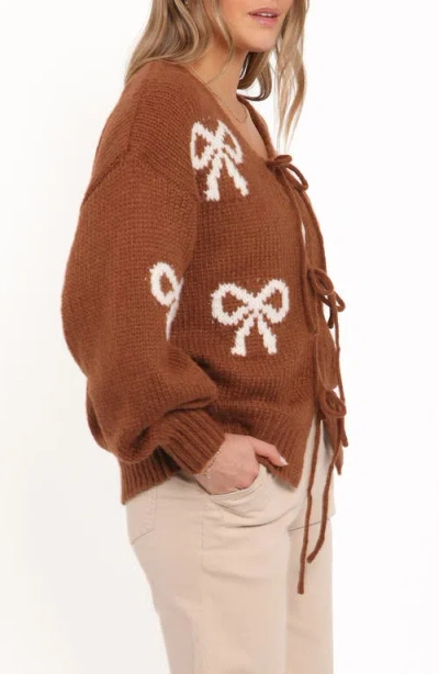 Petal And Pup Petal & Pup Vienna Bow Cardigan In Brown