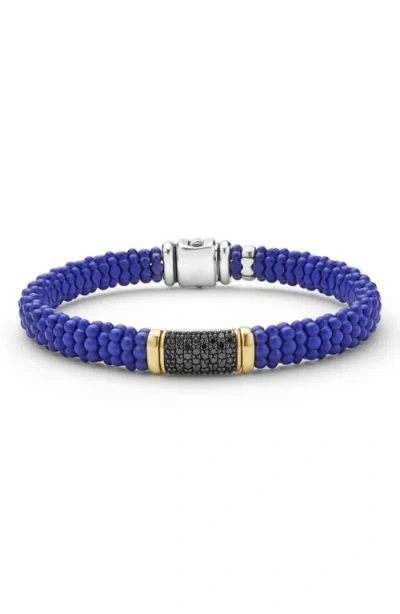 Lagos Two-tone Matte Black Ceramic Black Diamond Bracelet In Blue
