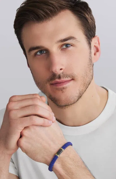 Lagos Two-tone Matte Black Ceramic Black Diamond Bracelet In Blue