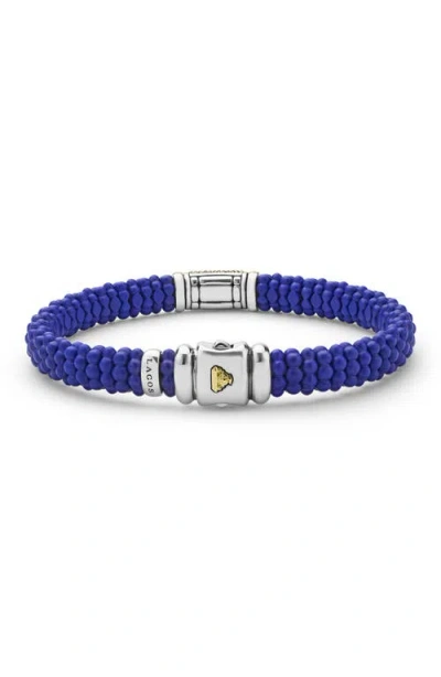Lagos Two-tone Matte Black Ceramic Black Diamond Bracelet In Blue