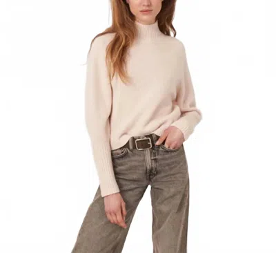 Repeat Cashmere Wool Sweater With Ribbed Stand Collar In Pearl In Neutral
