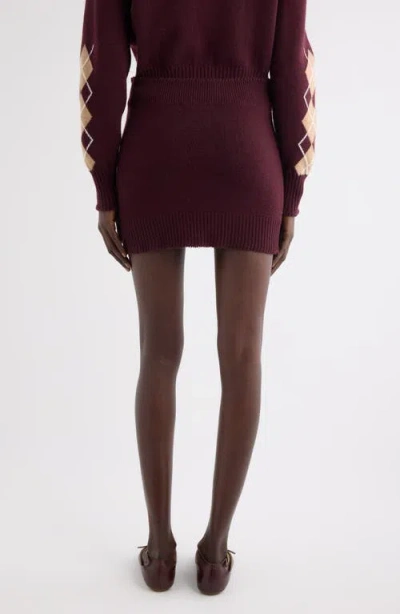 Chloé Bordeaux Diamond-pattern Wool Miniskirt Women In Burgundy