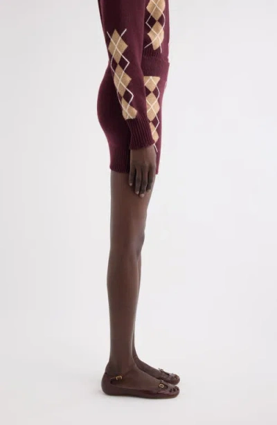Chloé Bordeaux Diamond-pattern Wool Miniskirt Women In Burgundy