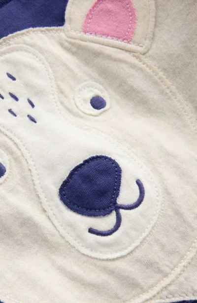 Mini Boden Kids' Polar Bear Appliqué Long Sleeve Cotton T-shirt In Blue