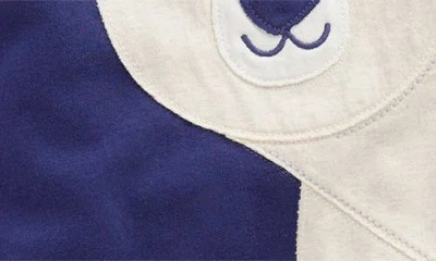 Mini Boden Kids' Polar Bear Appliqué Long Sleeve Cotton T-shirt In Blue