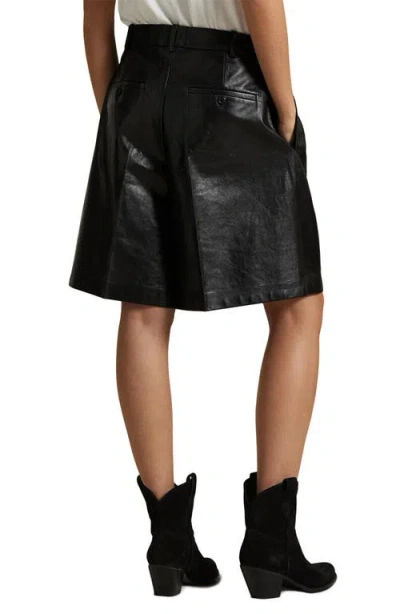 Polo Ralph Lauren Pleated Leather Shorts In Black