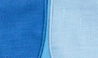 Piecework Puzzles Set Of 4 Linen Dreidel Cocktail Napkins In Blue