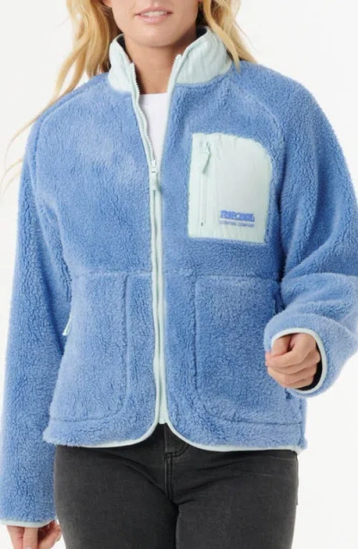 Rip Curl Shore Break Polar Fleece Zip Up Jacket In Blue