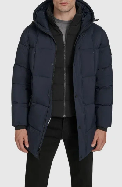 Andrew Marc Millstream Tech Down Parka Jacket In Blue