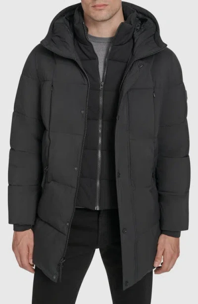 Andrew Marc Millstream Tech Down Parka Jacket In Black