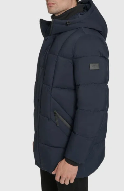 Andrew Marc Millstream Tech Down Parka Jacket In Blue
