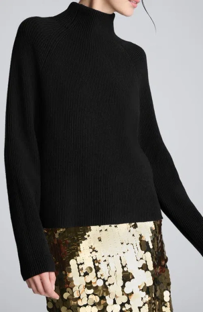 Kenneth Cole Mockneck Raglan Sleeve Sweater In Black