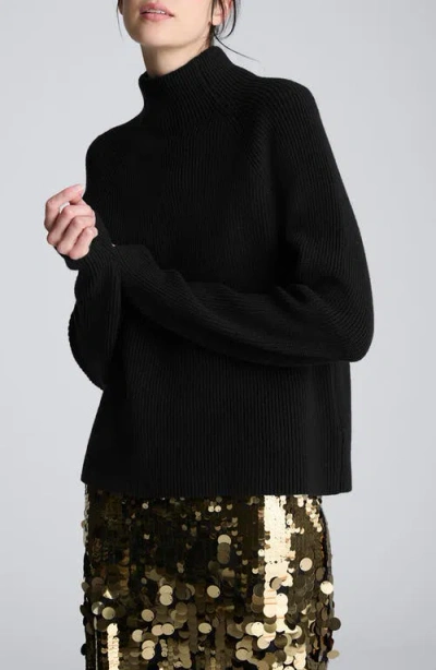 Kenneth Cole Mockneck Raglan Sleeve Sweater In Black