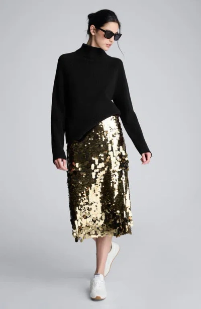 Kenneth Cole Mockneck Raglan Sleeve Sweater In Black