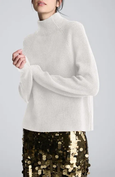 Kenneth Cole Mockneck Raglan Sleeve Sweater In White