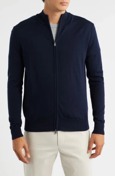 Aurélien Cashwool® Full Zip Sweater In Blue