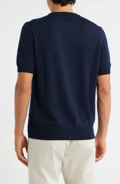 Aurélien Cashwool® Short Sleeve Crewneck Sweater In Blue