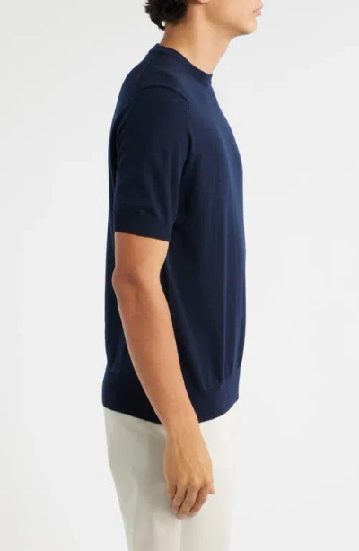 Aurélien Cashwool® Short Sleeve Crewneck Sweater In Blue