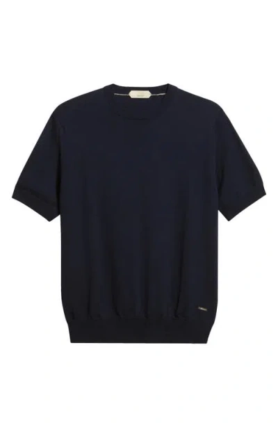 Aurélien Cashwool® Short Sleeve Crewneck Sweater In Blue