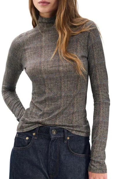 Rag & Bone Shaw Paneled Long Sleeve Turtleneck Tee Brown Multi In Gray