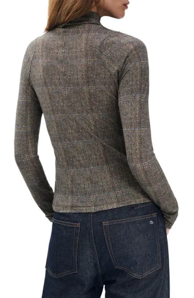 Rag & Bone Shaw Paneled Long Sleeve Turtleneck Tee Brown Multi In Gray