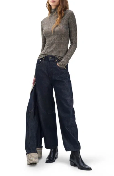 Rag & Bone Shaw Paneled Long Sleeve Turtleneck Tee Brown Multi In Gray