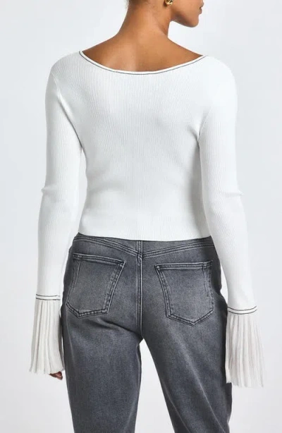 Derek Lam 10 Crosby Calliope Viscose Rib Ballet Neck Sweater In White