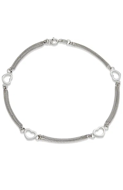 Savvy Cie Jewels Heart Charm Chain Anklet In Gray