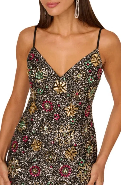 Adrianna Papell Embellished Cocktail Minidress In Multi